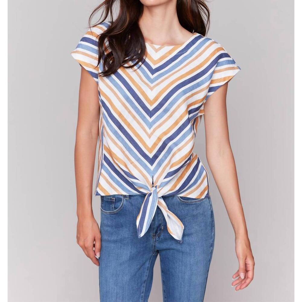 NEW CHARLIE B tie top in denim